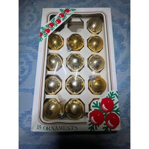 Vintage Rauch Kmart Gold Glass Christmas Ornaments Set of 13 Shiny 2 Inch Ball